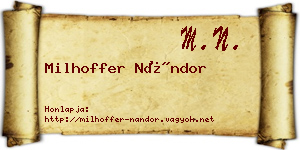 Milhoffer Nándor névjegykártya